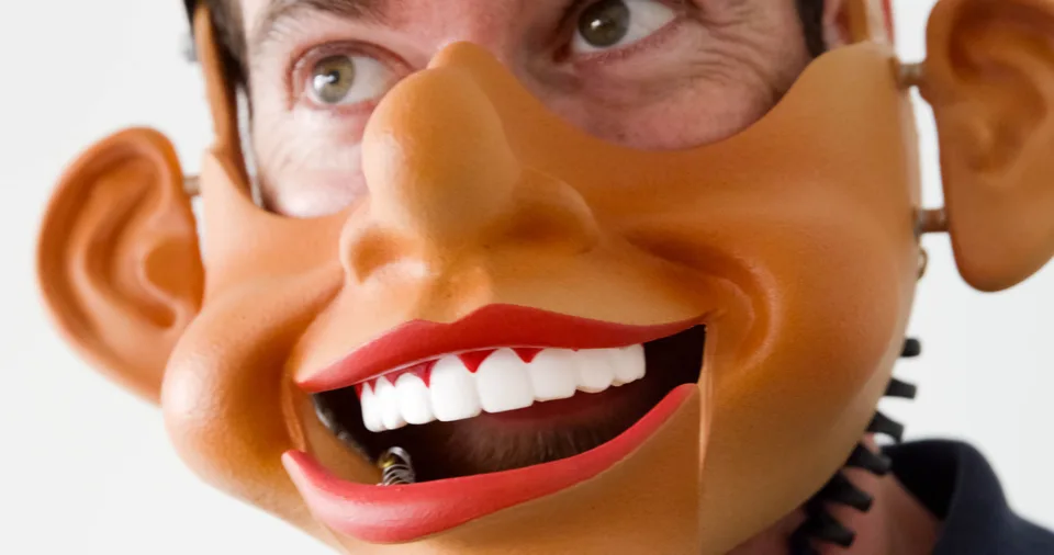 Close view of the robotic Mouthpiece mask worn over a participant’s face