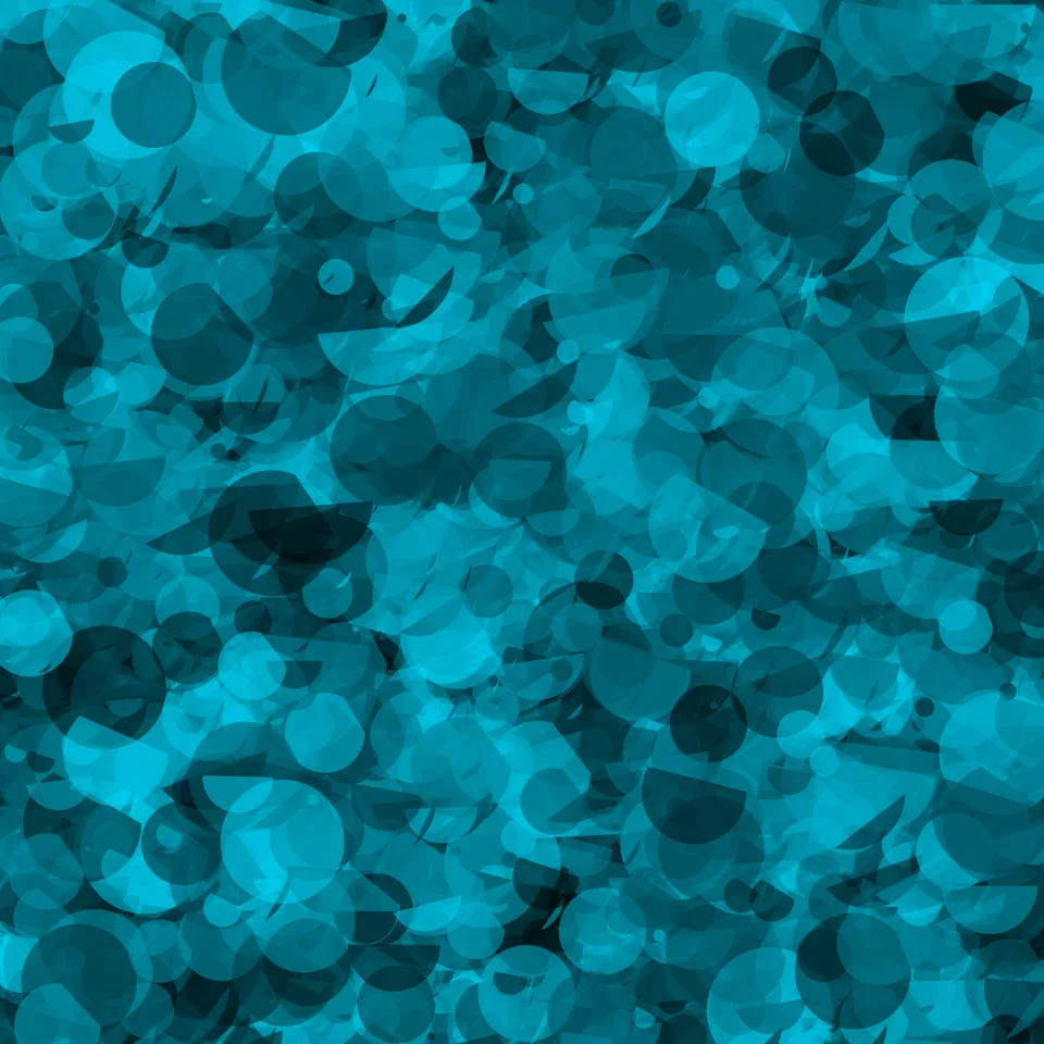 Overlapping circles in shades of blue in a CiAo composition