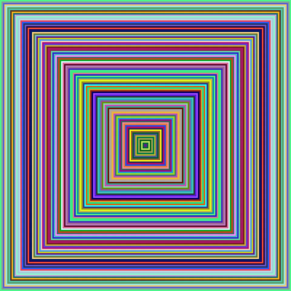 Nested squares in many bright colors in a CiAo composition